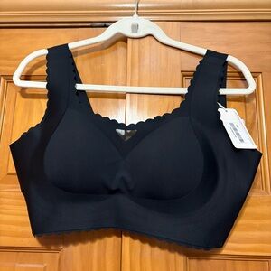 Forlest Classic Jelly Gel Black Scalloped Women's Comfort Bra 2XL NWT